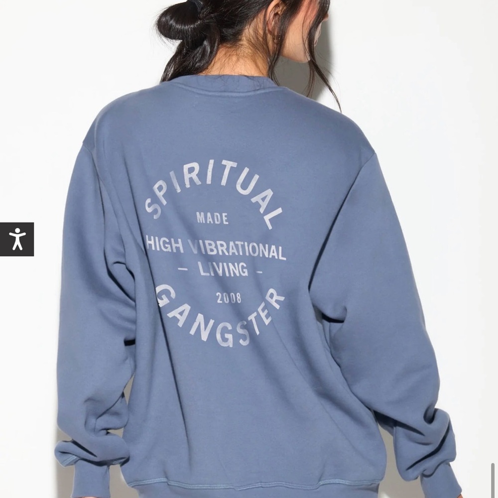 Spiritual Gangster Slate Blue Crew Neck Sweater